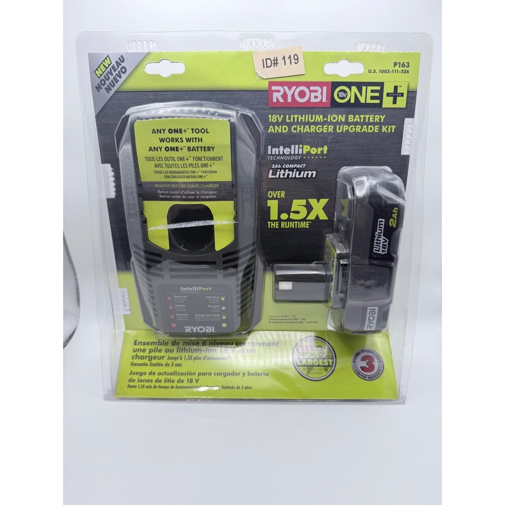 Ryobi ONE+ 18V Lithium-Ion 2Ah Battery and IntelliPort Charger Kit P163 New